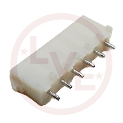 CONNECTOR HEADE 6 POS MALE THROUGH HOLE VERTICAL .250&quot;P TIN WHITE