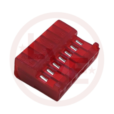 CONNECTOR RECEPTACLE 7 POS RIGHT ANGLE 22AWG RED MTA-102