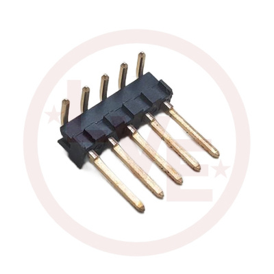 CONNECTOR HEADER 5 POS MALE RIGHT ANGLE .100&quot;P 15AU BLACK