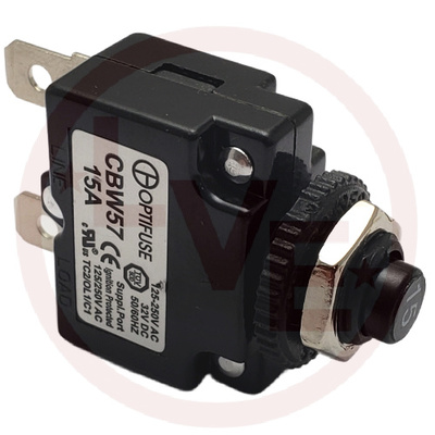 CIRCUIT BREAKER 15A 125/250VAC-32VDC .250 QDC STR TERMINALS