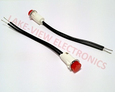 INDICATOR LAMP 125V RED NEON 4.6&quot; LEADS 0.50&quot; MNT HOLE