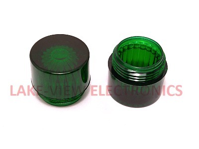 INDICATOR LENS CAP GREEN TRANSPARENT ROUND FLUTED FLAT SUNBURST