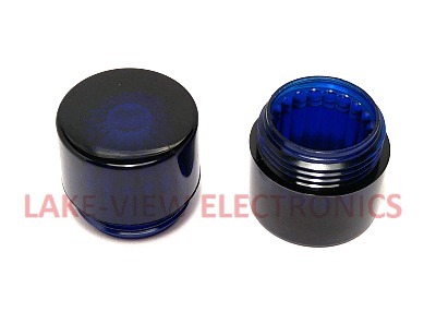 INDICATOR LENS CAP BLUE TRANSPARENT CYLINDRICAL FLUTED FLAT