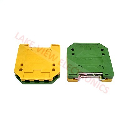 TERMINAL BLOCK EARTH GROUND 2POS TS 15 DIN RAIL MOUNT GRN/YEL