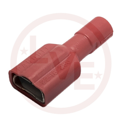 PANDUIT DPF18-250FIB-C TERMINAL QDC FEMALE 22-18 AWG .250 X.032 FULLY INSULATED RED