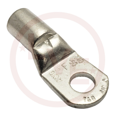TERMINAL TUBULAR RING 4 AWG 1/4&quot; STUD NON-INSULATED TIN PLATED