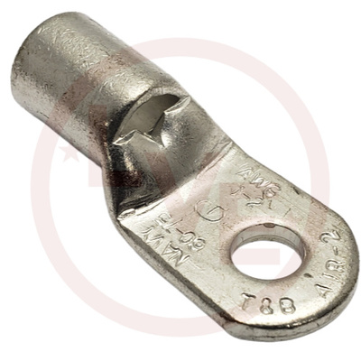 TERMINAL TUBULAR RING 2 AWG 1/4&quot; STUD NON-INSULATED TIN PLATED