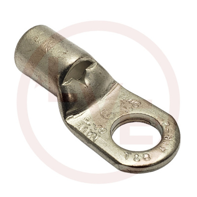 TERMINAL TUBULAR RING 2 AWG 3/8&quot; STUD NON-INSULATED TIN PLATED