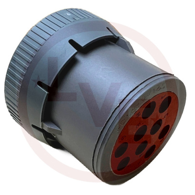 CONNECTOR PLUG HOUSING 9 POS W/COUPLING NUT GRAY