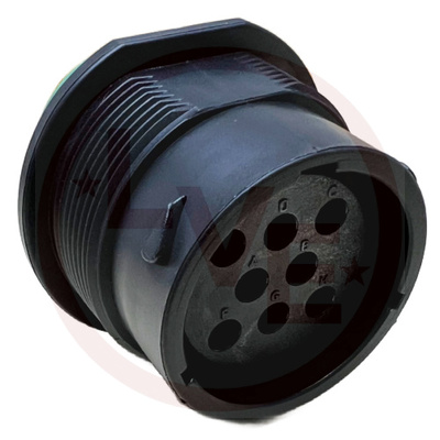 DEUTSCH HDP24-18-8SN CONNECTOR HOUSING 9 POS FEMALE RECPETACLE PANEL MOUNT BLACK