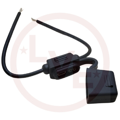 FUSEHOLDER IN-LINE W/CAP 16AWG BLK