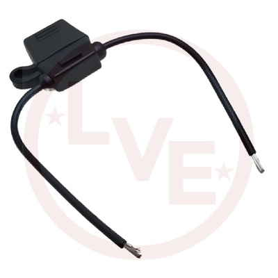 FUSEHOLDER IN-LINE W/CAP 16AWG BLK