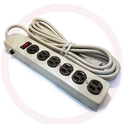 POWER STRIP 15A 125V 6-OUTLET METAL BEIGE