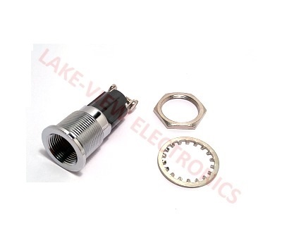 INDICATOR LAMP HOLDER 125V POLISHED CHROME SCREW TYPE 0.691&quot; MNT HOLE