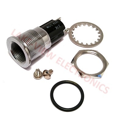 INDICATOR LAMP HOLDER 125V POLISHED CHROME SCREW TYPE 0.691&quot; MNT HOLE