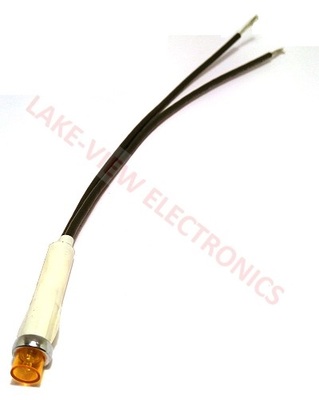INDICATOR LAMP 125V AMBER NEON 6&quot; LEADS SNAP MNT