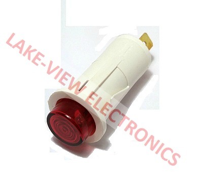 INDICATOR LAMP 125V RED NEON 0.187" Q.C. TERMINALS SNAP MNT