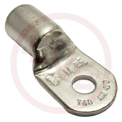 TERMINAL TUBULAR RING 4/0AN-250MCM 3/8&quot; STUD NON-INSULATED COPPER TIN PLATED