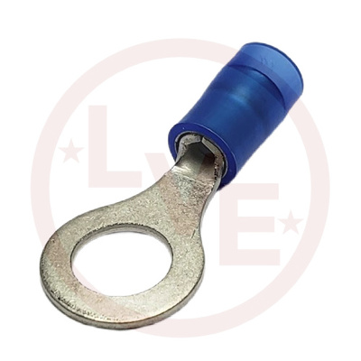 TERMINAL RING 18-14 AWG 1/4&quot; STUD INSULATED BLUE