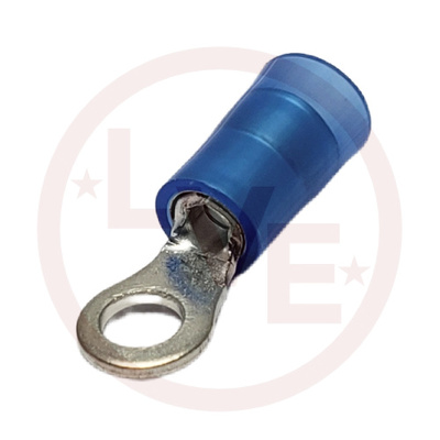 TERMINAL RING 18-14 AWG #6 STUD INSULATED BLUE