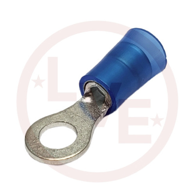 TERMINAL RING 18-14 AWG #8 STUD INSULATED BLUE