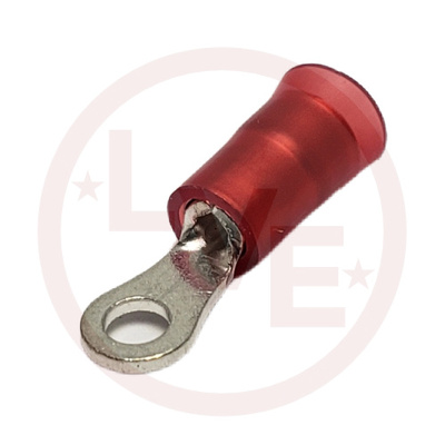 TERMINAL RING 22-18 AWG #4 STUD INSULATED RED