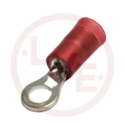 TERMINAL RING 22-18 AWG #6 STUD INSULATED RED