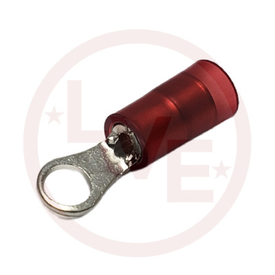 TERMINAL RING 22-18 AWG #6 STUD INSULATED RED