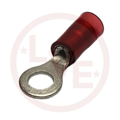 TERMINAL RING 22-18 AWG #8 STUD INSULATED RED