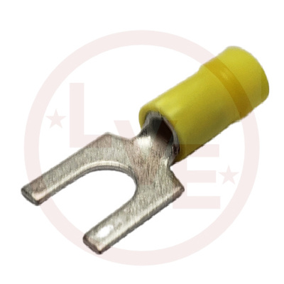TERMINAL FORK 14-10 AWG 1/4&quot; STUD INSULATED YELLOW