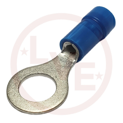 TERMINAL RING 16-14 AWG 1/4" STUD INSULATED BLUE