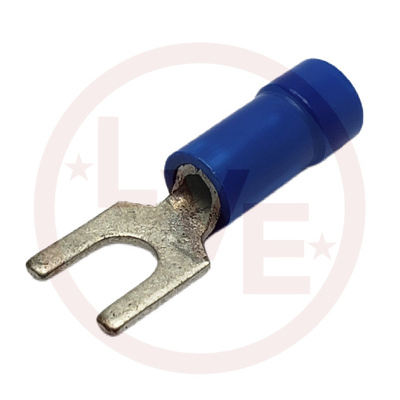TERMINAL FORK 16-14 AWG #8 INSULATED BLUE