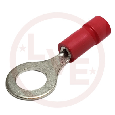 TERMINAL RING 22-18 AWG 1/4" STUD INSULATED RED