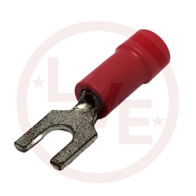 TERMINAL FORK 22-16 AWG #6 STUD INSULATED RED