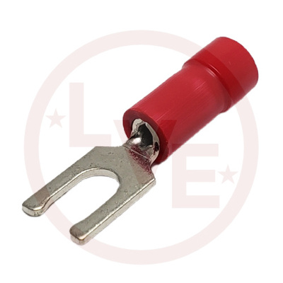 TERMINAL FORK LK 22-18 AWG #8 STUD INSULATED RED