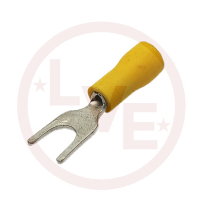 TERMINAL FORK 26-22 AWG #4 STUD INSULATED YELLOW