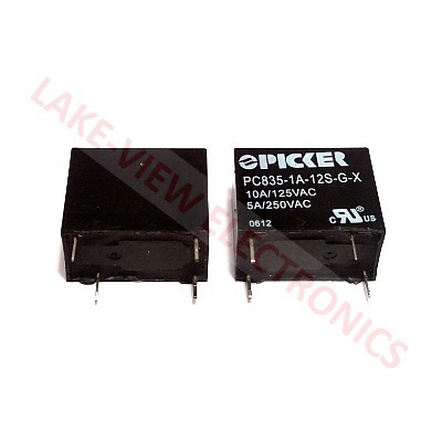 RELAY 12VDC 10A SPST-NORMALLY OPEN SEALED PCB GOLD FLASH CONTACTS SUBMINIATURE POWER RELAY
