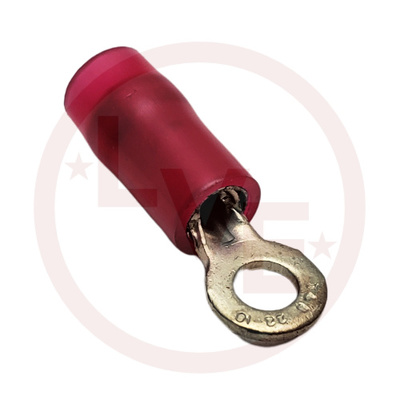 TERMINAL RING 22-16 AWG #4 STUD NYLON INSULATED RED TIN PLATED