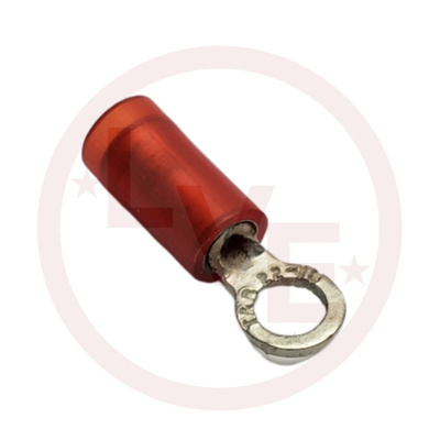 TERMINAL RING 22-16 AWG #6 STUD NYLON INSULATED RED TIN PLATED