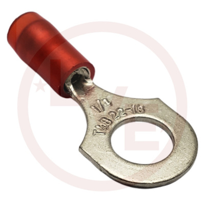 TERMINAL RING 22-16 AWG 1/4&quot; STUD NYLON INSULATED RED TIN PLATED