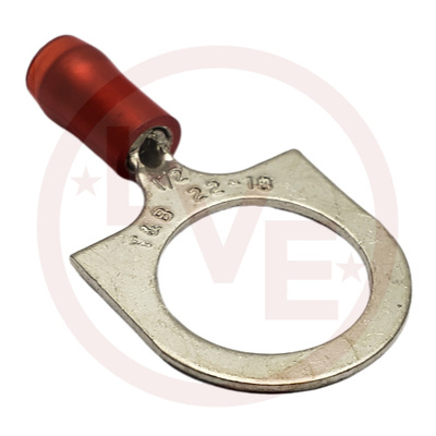 TERMINAL RING 22-16 AWG 1/2&quot; STUD NYON INSULATED RED TIN PLATED