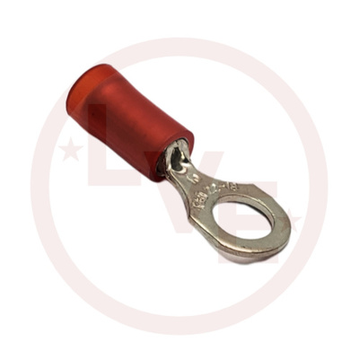 TERMINAL RING 22-16 AWG #10 STUD NYLON INSULATED RED TIN PLATED