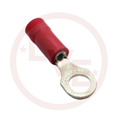 TERMINAL RING 22-16 AWG #10 STUD VINYL INSULATED RED TIN PLATED