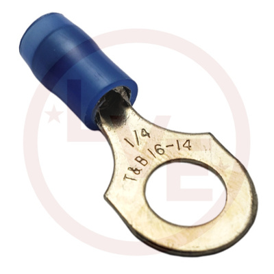 TERMINAL RING 18-14 AWG 1/4&quot; STUD NYLON INSULATED BLUE TIN PLATED