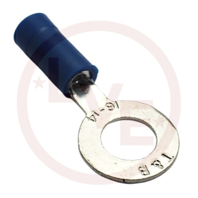 TERMINAL RING 18-14 AWG 1/4" STUD VINYL INSULATED BLUE TIN PLATED