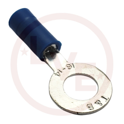 TERMINAL RING 18-14 AWG 1/4&quot; STUD VINYL INSULATED BLUE TIN PLATED