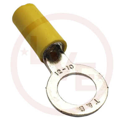 TERMINAL RING 12-10 AWG 5/16&quot; STUD VINYL INSULATED YELLOW TIN PLATED