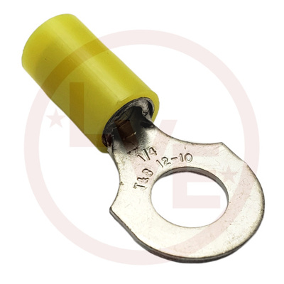 TERMINAL RING 12-10 AWG 1/4&quot; STUD NYLON INSULATED YELLOW TIN PLATED