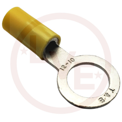 TERMINAL RING 12-10 AWG 3/8" STUD VINYL INSULATED YELLOW TIN PLATED