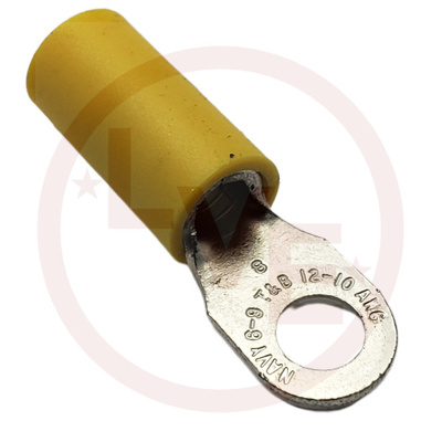 TERMINAL RING 12-10 AWG #8 STUD VINYL INSULATED YELLOW TIN PLATED